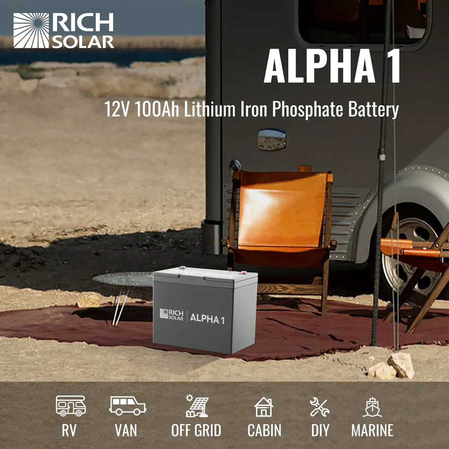 ALPHA 1 | 12V 100Ah LiFePO4 Battery | Powerful 12V Lithium Battery for RVs, Trailers, Vans, Boats, Off-Grid | 5,000 Lifetime Cycles | Bluetooth and Internal Heat Technology - Image 9
