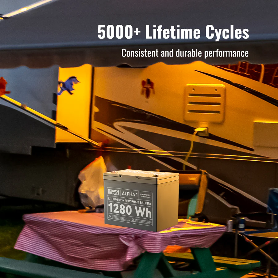 ALPHA 1 | 12V 100Ah LiFePO4 Battery | Powerful 12V Lithium Battery for RVs, Trailers, Vans, Boats, Off-Grid | 5,000 Lifetime Cycles | Bluetooth and Internal Heat Technology - Image 10