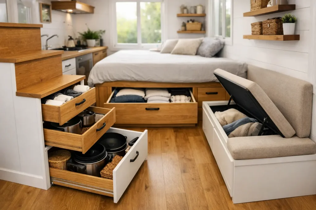 12 Best Tiny House Storage Hacks That Feel Built-In